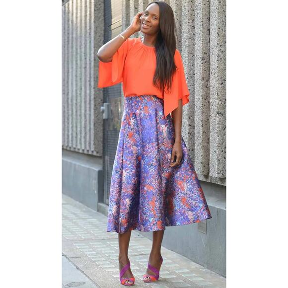 LK Bennett Women's Brunele Full Printed Midi Skirt Size 4 Abstract Artsy Bold - Picture 13 of 13